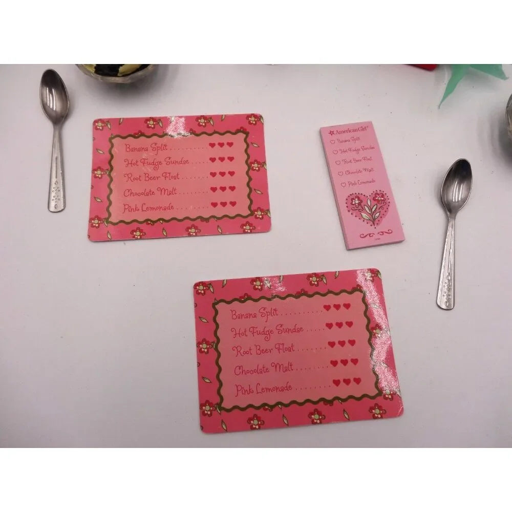American‎ Girl Sweet Treats Just Like You set spoons Ice Cream Napkins Menu